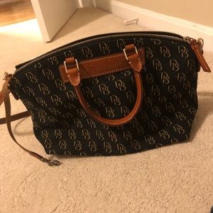 Dooney and Bourke genuine leather and cloth bag